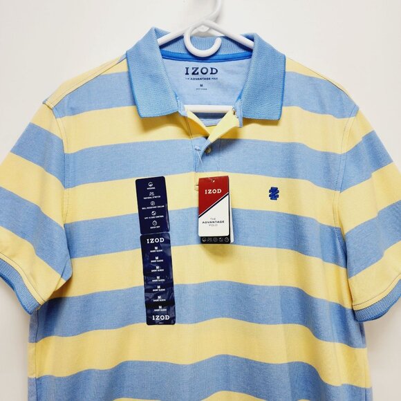 Izod Polo Shirt Mens yellow Stripes Advantage Performance Stretch Sport size M - Picture 5 of 12
